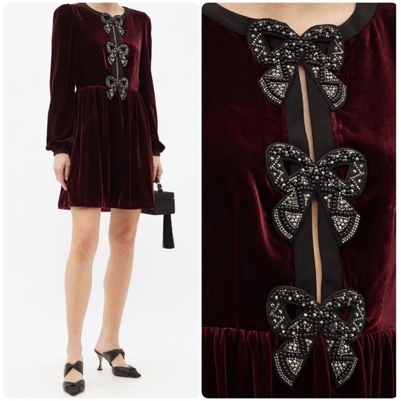 Saloni Camille Bow Embellished Dress